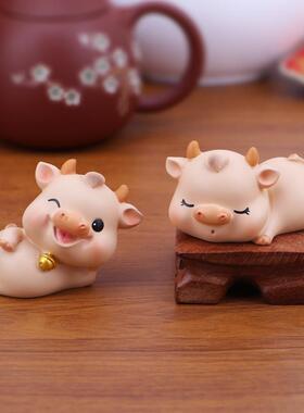 招财纳福小牛宝摆件家居客厅办公室桌面装饰生肖摆设汽车车内饰品