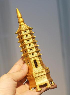 纯铜文昌塔摆件全黄铜家用书桌客厅摆设礼品九层十三层书房9层13