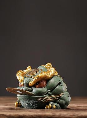 新蟾彩金中式油装饰品创意金富精品的桌面摆件高档招财家居客厅流