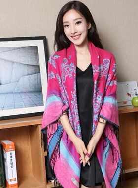 丽江旅游拍照民族风围巾女春夏保暖披肩两用大方巾西藏饰品长围脖