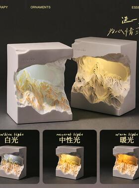 日照金山雪山香薰礼盒创意氛围生日礼物卧室小夜灯扩香石家居摆件