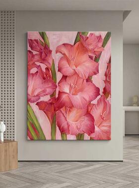 网红抽象开纯粉油色植物花卉客厅装饰画花富贵手绘玄画关过道走廊