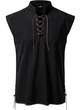 Men's shirt modified sleeveless hippie beach stand up