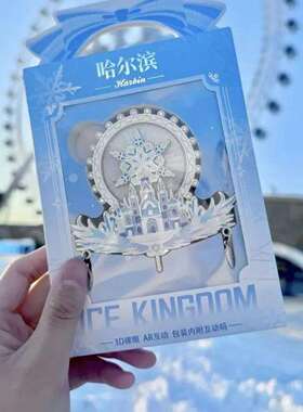 哈尔滨2025文创冰雪世界旋转金属摩天轮冰箱流沙旅游纪念品AR款