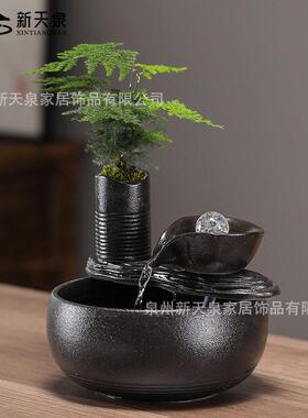 自动流水循环供氧鱼缸小型家用装饰公室内客厅桌面摆件开业送礼