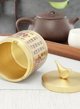 小鸟烟灰缸ins高级感创意纯黄铜家用车载带盖防飞灰烟灰缸