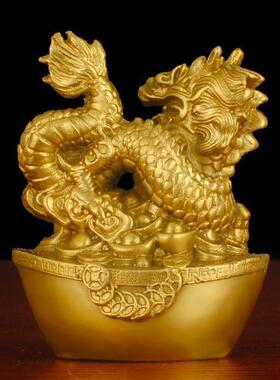 黄VAW铜元金钱黄龙摆件铜宝祥龙青龙龙腾虎跃关家居客厅玄工艺装