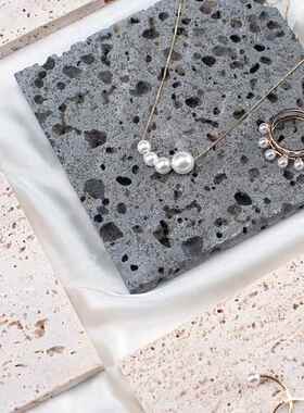 天然洞洞石拍摄摆件背景摄影宅寂风复古大理石材饰品装饰道具