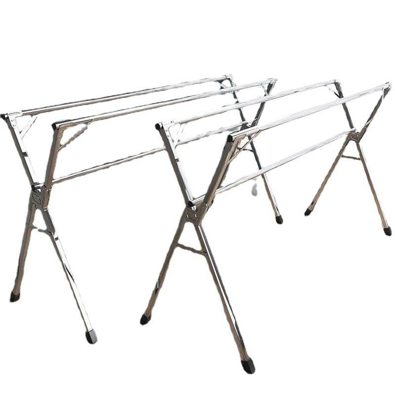 折叠晾衣架落地室内家用阳台卧室不锈钢室外凉伸缩杆式晒被子 - 图1