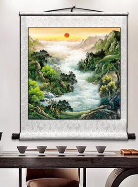 斗方正方形泰山日出东方山水挂画 画客厅风水装饰画 画玄关入户风