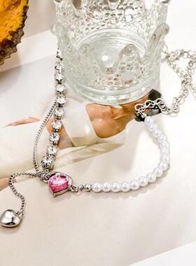 Tassel Love Pearl Necklace流苏爱心珍珠项炼 炼 女锁骨炼配饰颈