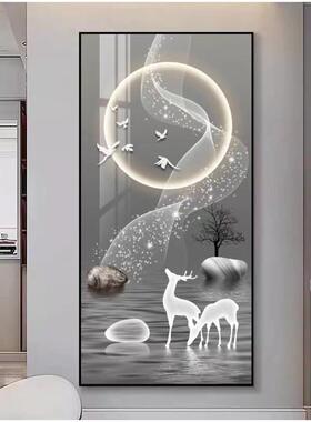 九鱼聚财图壁画 画2025年新款高端玄关装饰画 画入户正对门带LED