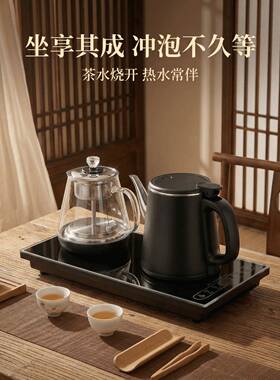 全自动底部上水电热烧水壶泡茶桌专用嵌入式茶台抽水一体快煮壶具