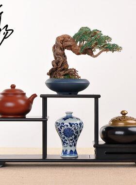 红木小布袋架实木中国风小多宝亭茶壶茶具架奇石玉石盆景装饰底座