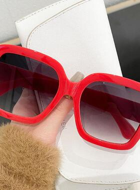 新款时尚大框方形爱心太阳眼镜高级感大脸显瘦防紫外线爆款墨镜