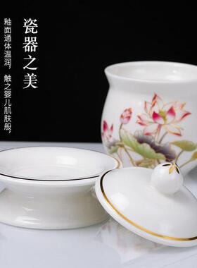 陶瓷莲花供水杯家用佛堂供佛杯荷花净水杯观音菩萨佛前供水杯摆件