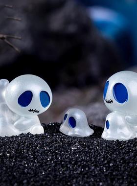 夜光外星人骷髅幽灵 万圣节覆活节可爱工位办公桌治愈装饰小摆件