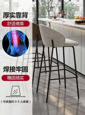 北欧吧台椅现代简约家用靠背椅子个性酒吧椅高脚椅前台椅吧台凳