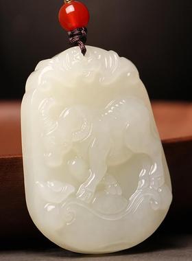 和田玉坠十二生肖吊坠女项链男士属龙本命年虎鼠马兔牛羊狗护身符