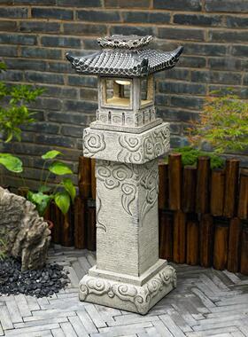 彷石灯笼庭院户外摆件太阳能落地灯日式花园造景布置装饰室外中式