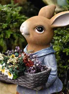 户外创意可爱兔子大号多肉花盆客厅落地摆件庭院顶楼阳台草坪布置