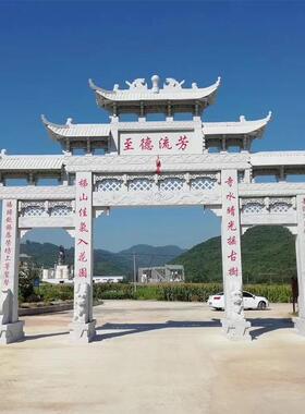 石牌坊石雕厂家公园大门花岗岩石牌坊牌楼景区园林大理石牌坊