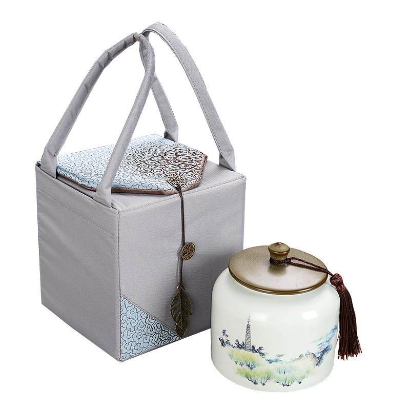 覆古布袋礼盒包装陶瓷茶叶密封罐半斤装红茶绿茶龙井大号单罐定制,淘宝优惠券,粉丝福利购,淘宝优惠卷