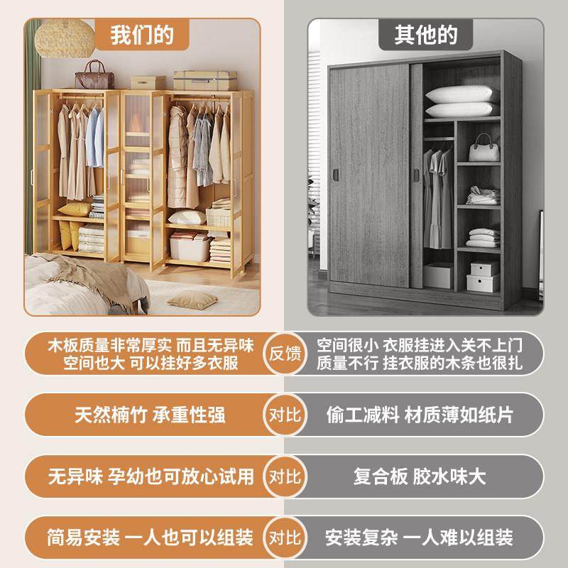 简易布大衣柜家用卧室组装出租房用小宿舍衣橱新款2025爆款竹结实,淘宝优惠券,粉丝福利购,淘宝优惠卷