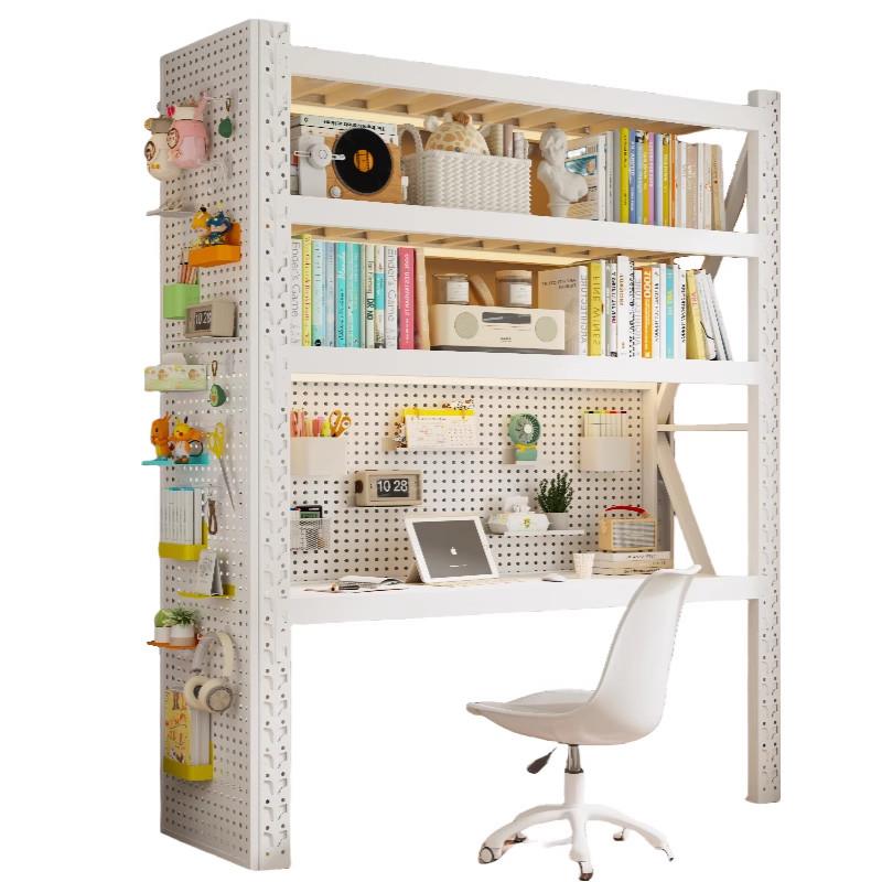 Bookshelf desk integrated shelf computer desk liftable e-sports desk student with hole plate storage rack workbench