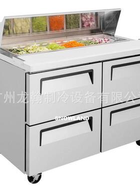 出口不锈钢保鲜冷藏冷冻双三门冰柜可操作台工作台冰箱带4抽