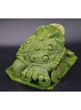 玉雕玉三脚摆件金礼品天然蟾工艺品家居装饰南开业