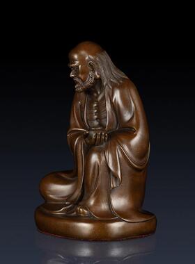 纯黄铜达摩祖师摆件禅悟始祖菩提铜像办公室居家开业玄关工艺品