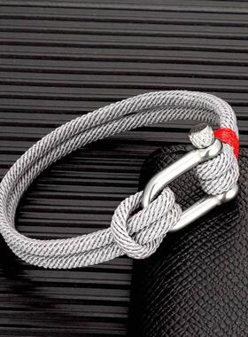 MKENDN Men Black Stainless Steel U shape Survival Bracelet O