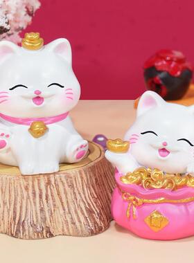 喵财小猪可爱招财猫小猪创意树脂办公室工位小摆件桌面家居装饰品