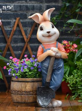 户外可爱兔子动物造型花盆庭院花园院子阳台装饰造景布置大摆件