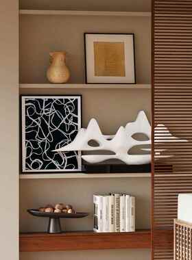 中国风Wabi-Sabi风格高端装饰饰品样板房办公室客厅电视柜覆古壁