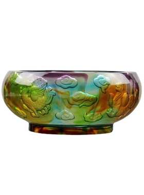 锋明古法琉璃四神兽聚宝盆摆件工艺品招财家居装饰品店铺开业礼品