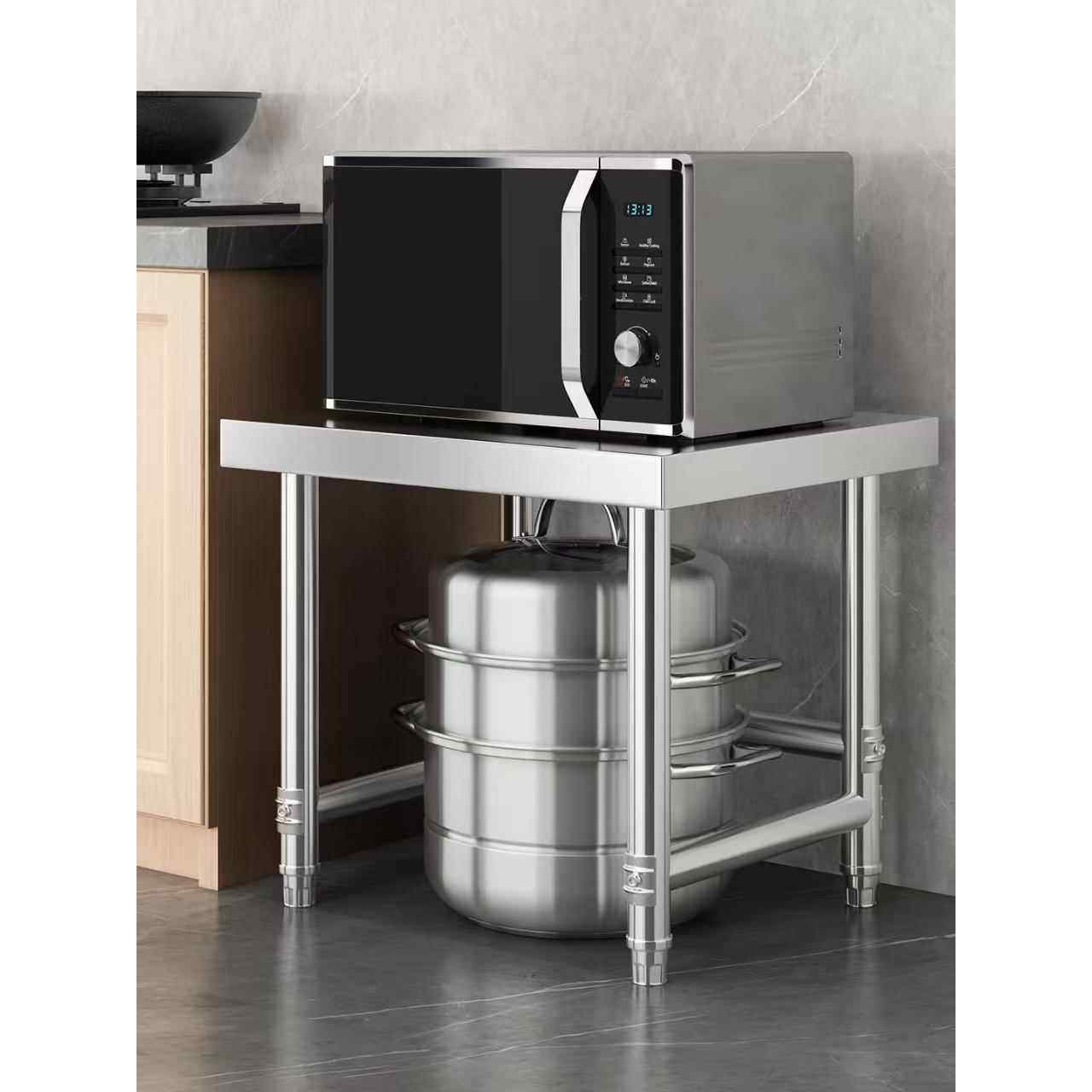 加厚不锈钢微波炉架厨房置物架饭店台面切菜烤箱收纳架储物架多层,淘宝优惠券,粉丝福利购,淘宝优惠卷