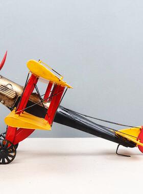 中号飞机号双翼战中斗飞机口铁摆航空模型酒吧吊件饰马铁艺装饰