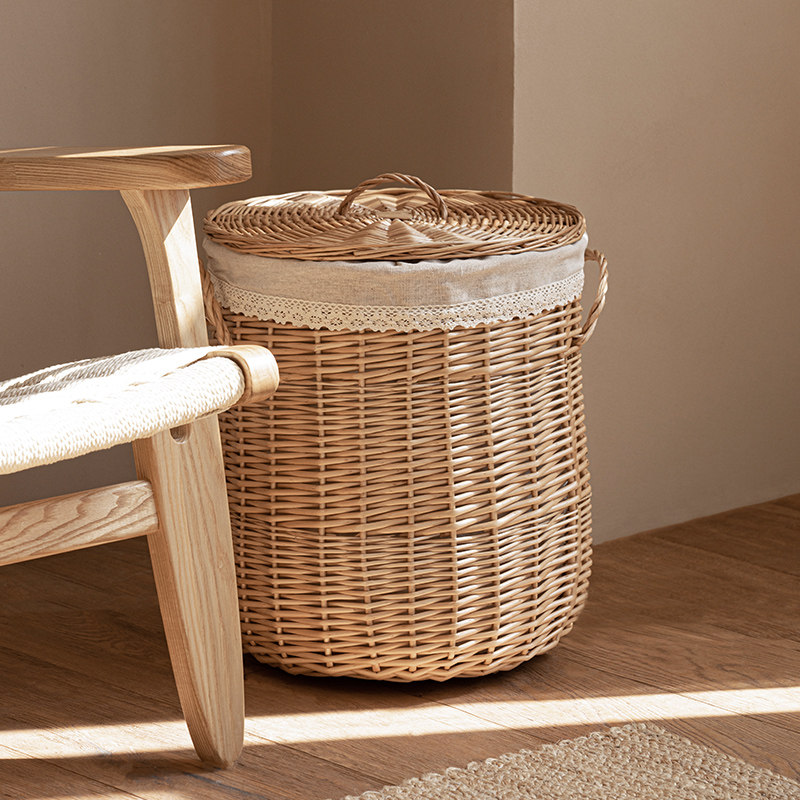 柳编脏衣篮脏衣服收纳筐藤编带盖卫生间浴室放衣服脏衣篓整理箱,淘宝优惠券,粉丝福利购,淘宝优惠卷
