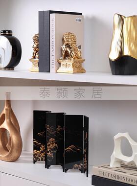 新中式样板间摆件样板间客厅玄关桌面简约软装饰品极简小众感