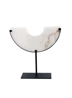 新中式半月几何大理石平安扣摆件样板间别墅酒店玄关工艺装饰品