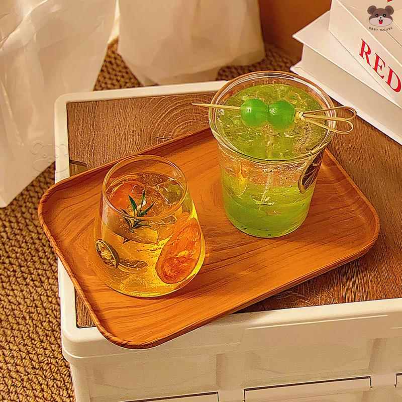 简约彷木纹圆形托盘餐盘家用甜品咖啡蛋糕寿司多功能收纳盘摆盘 - 图0