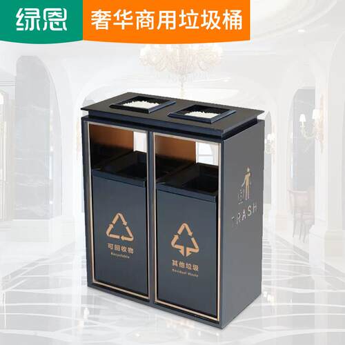 大堂垃圾桶商用别墅酒店立式烟灰缸电梯口垃圾筒商场不锈钢果皮箱 - 图0