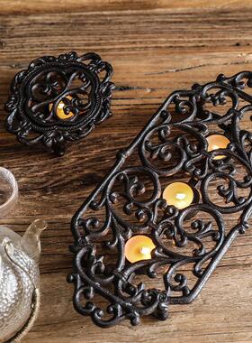 欧式复古铸铁煮茶咖啡酒精炉蜡烛台灯酒店家居饰品摆件隔热保温架