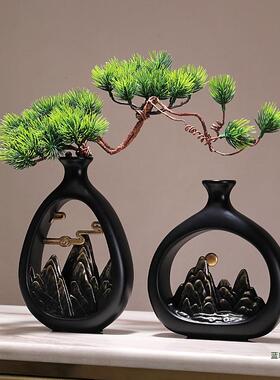 电新中式花摆瓶件客厅插F99MT996感博古架家居客厅视柜玄关装饰花