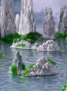 微景观创意中式假山水李白 微缩园艺造景diy装饰品配件迷你小摆件