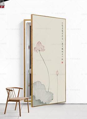消防栓遮挡装饰画新中式荷花配电箱画莲花电箱挂画消火栓画定制