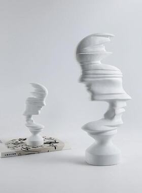 现代创意白色人像摆件酒店大厅迎宾摆设别墅样板间酒柜玄关装饰品