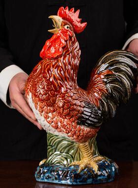 石湾公仔生肖招财公鸡摆件家居客厅玄关摆设陶瓷户外庭院陶瓷公鸡